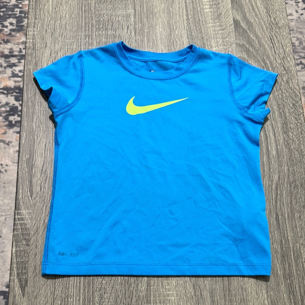 Nike Kids Bright Blue Tee with Yellow Swoosh